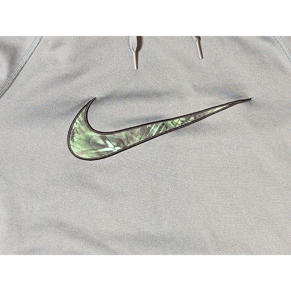 Nike All Time Pullover Hoodie Women Dri-Fit Small Color Gray Green Thumb Holes - Picture 3 of 13